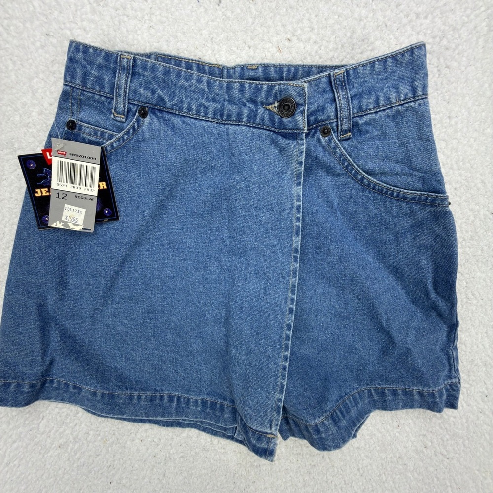 Vintage Levis Girls Denim Skort Skirt Size 12 Blue Jean 90s NWT NOS